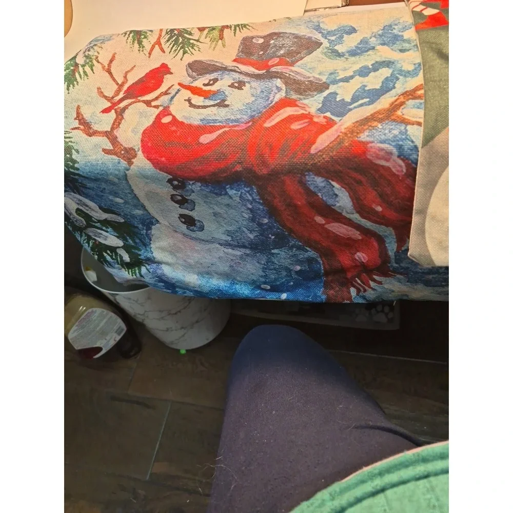 2 Pillow Covers Elf and Snowman 17x17 Approx. Christmas Holiday Decor W  Zipper